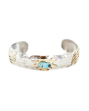 12kt Gold Filled and .925 Sterling Silver Certified Authentic Bear paw Handmade Navajo Natural Turquoise Native American Bracelet 13093 12kt Gold Filled and .925 Sterling Silver Certified Authentic Bear paw Handmade Navajo Natural Turquoise Native American Bracelet 13093