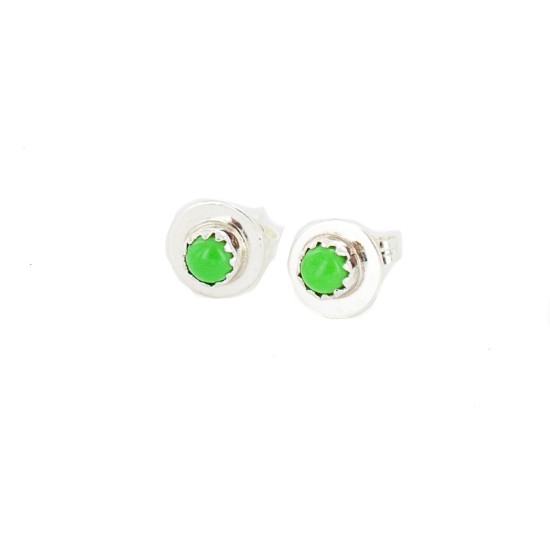 Certified Authentic Navajo .925 Sterling Silver Natural Gaspeite Native American Stud Earrings 27229 All Products NB160304192700 27229 (by LomaSiiva)