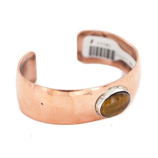 Navajo Handmade Natural Tigers Eye Pure Copper Bracelet 13111-1