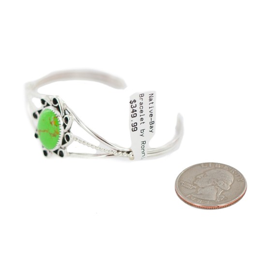 Handmade Navajo Certified Authentic .925 Sterling Silver Natural Gaspeite Native American Bracelet 13108-2 Handmade Navajo Certified Authentic .925 Sterling Silver Natural Gaspeite Native American Bracelet 13108-2