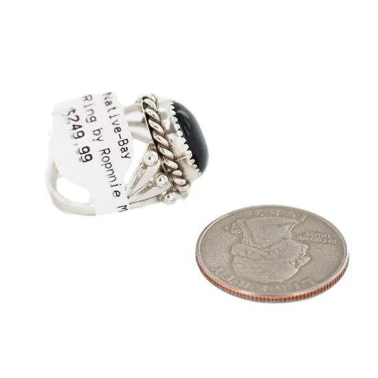 Handmade Navajo Certified Authentic .925 Sterling Silver Natural Black Onyx Native American Ring Size 9 13106-6 Handmade Navajo Certified Authentic .925 Sterling Silver Natural Black Onyx Native American Ring Size 9 13106-6