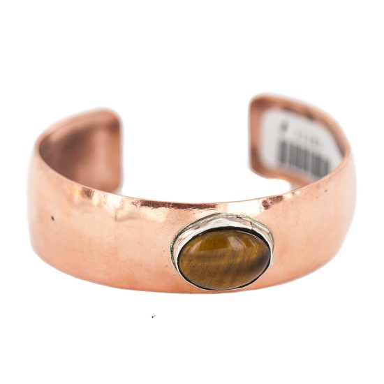 Navajo Handmade Natural Tigers Eye Pure Copper Bracelet 13111-1