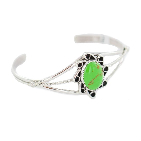 Handmade Navajo Certified Authentic .925 Sterling Silver Natural Gaspeite Native American Bracelet 13108-2 Handmade Navajo Certified Authentic .925 Sterling Silver Natural Gaspeite Native American Bracelet 13108-2