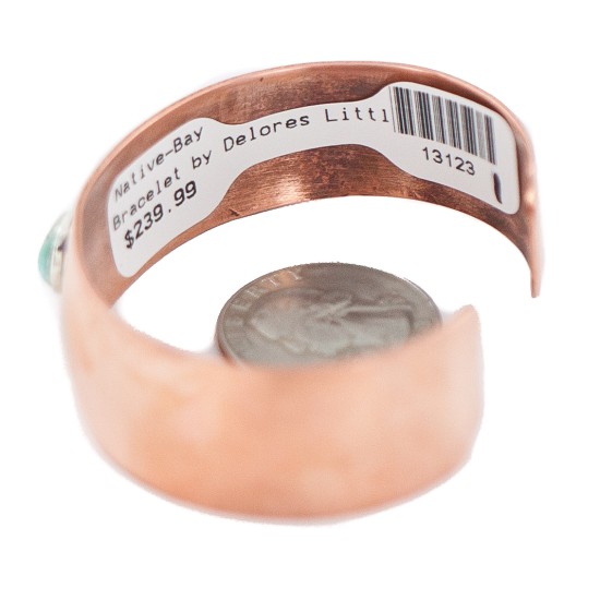 Certified Authentic Handmade Navajo Natural Turquoise Native American Pure Copper Bracelet 13123-1 Certified Authentic Handmade Navajo Natural Turquoise Native American Pure Copper Bracelet 13123-1