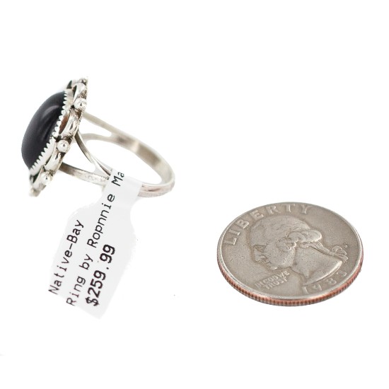 Navajo .925 Sterling Silver Certified Authentic Handmade Natural Black Onyx Native American Ring Size 9 13115-1 Navajo .925 Sterling Silver Certified Authentic Handmade Natural Black Onyx Native American Ring Size 9 13115-1