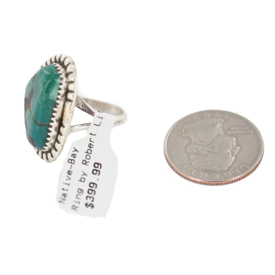 Navajo .925 Sterling Silver Certified Authentic Handmade Turquoise Native American Ring Size 8 1/2 18202-1