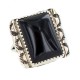 Navajo .925 Sterling Silver Certified Authentic Handmade Natural Black Onyx Native American Ring Size 6 18203-6