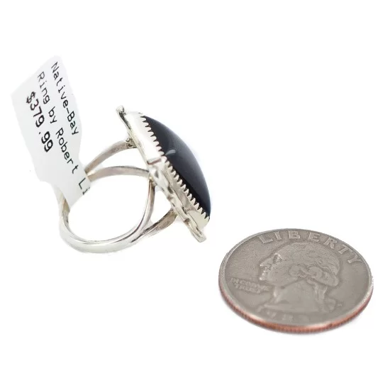 Navajo .925 Sterling Silver Certified Authentic Handmade Natural Black Onyx Native American Ring Size 6 18203-6 Navajo .925 Sterling Silver Certified Authentic Handmade Natural Black Onyx Native American Ring Size 6 18203-6
