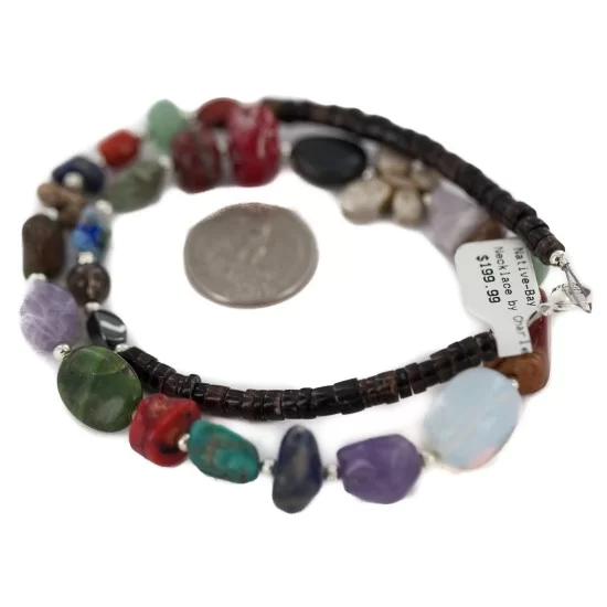 Butterfly Certified Authentic Navajo .925 Sterling Silver Natural Multicolor Stones Native American Necklace 15778-00 Butterfly Certified Authentic Navajo .925 Sterling Silver Natural Multicolor Stones Native American Necklace 15778-00