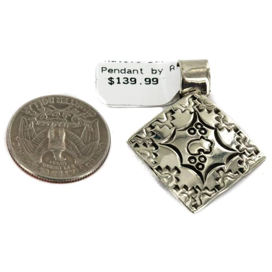 Handmade Certified Authentic Navajo Native American Nickel Pendant 13128-2 Handmade Certified Authentic Navajo Native American Nickel Pendant 13128-2