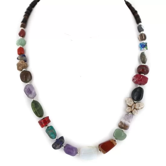 Butterfly Certified Authentic Navajo .925 Sterling Silver Natural Multicolor Stones Native American Necklace 15778-00 Butterfly Certified Authentic Navajo .925 Sterling Silver Natural Multicolor Stones Native American Necklace 15778-00