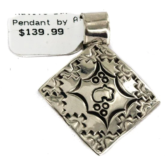 Handmade Certified Authentic Navajo Native American Nickel Pendant 13128-2 Handmade Certified Authentic Navajo Native American Nickel Pendant 13128-2