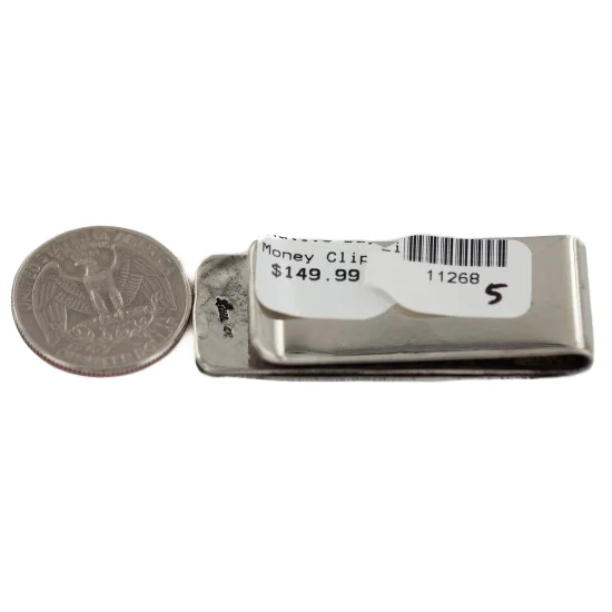 Swirl Navajo Certified Authentic Nickel Handmade Native American Money Clip 11268-5 Swirl Navajo Certified Authentic Nickel Handmade Native American Money Clip 11268-5