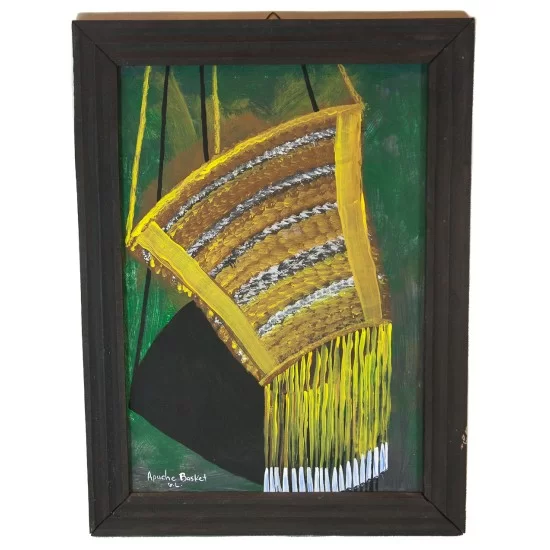 $300 Apache Certified Authentic Painted by Acrylic Apache Basket Native American Painting 10794-1 $300 Apache Certified Authentic Painted by Acrylic Apache Basket Native American Painting 10794-1