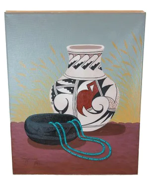 Navajo Handmade Painting, 20 x 16 inch, Signed – NB160310222612 Navajo Handmade Painting, 20 x 16 inch, Signed – NB160310222612