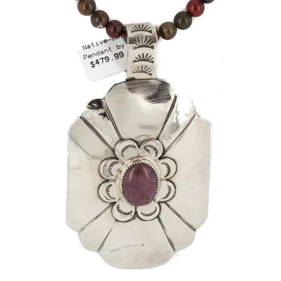 Certified Authentic .925 Sterling Silver and Nickel Handmade Navajo Natural Turquoise Charoite Agate Native American Necklace 13130-3-18207 Certified Authentic .925 Sterling Silver and Nickel Handmade Navajo Natural Turquoise Charoite Agate Native American Necklace 13130-3-18207