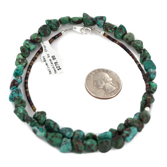 Certified Authentic .925 Sterling Silver Handmade Navajo Natural Turquoise Native American Necklace 10054-2 Certified Authentic .925 Sterling Silver Handmade Navajo Natural Turquoise Native American Necklace 10054-2