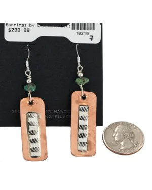 Certified Authentic Handmade .925 Sterling Silver Hooks Navajo Natural Turquoise Native American Pure Copper Dangle Earrings 18210-7 Certified Authentic Handmade .925 Sterling Silver Hooks Navajo Natural Turquoise Native American Pure Copper Dangle Earrings 18210-7