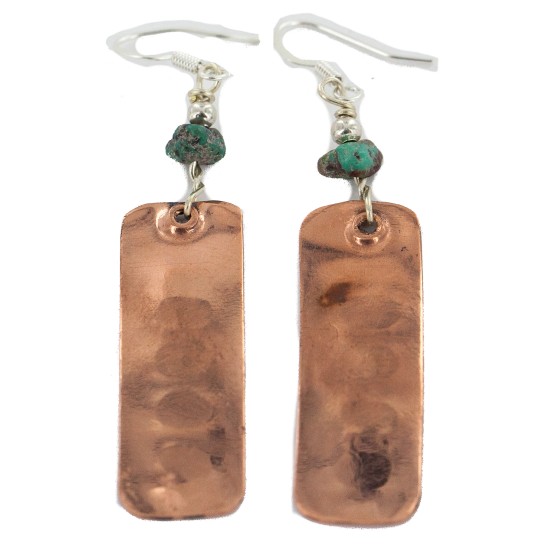Certified Authentic .925 Sterling Silver Hooks Navajo Handmade Natural Turquoise Native American Pure Copper Dangle Earrings 18210-6 Certified Authentic .925 Sterling Silver Hooks Navajo Handmade Natural Turquoise Native American Pure Copper Dangle Earrings 18210-6