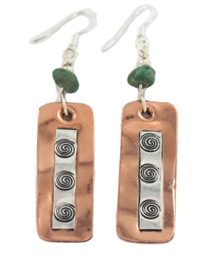 Handmade Navajo Natural Turquoise Sterling Silver Dangle Earrings 18210-1 Handmade Navajo Natural Turquoise Sterling Silver Dangle Earrings 18210-1