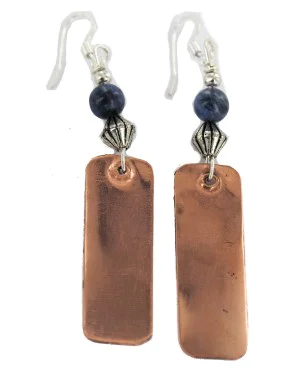 Certified Authentic Handmade Navajo Natural Lapis Native American Pure Copper Dangle Earrings 18211-5 Certified Authentic Handmade Navajo Natural Lapis Native American Pure Copper Dangle Earrings 18211-5