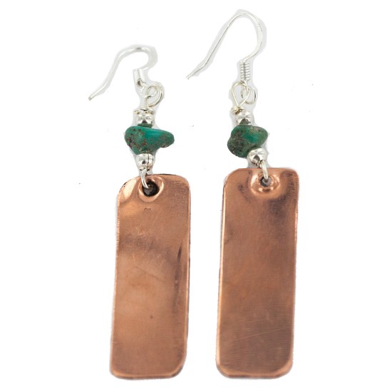 Certified Authentic Handmade Navajo Natural Turquoise Native American Pure Copper Dangle Earrings 18211-1 Certified Authentic Handmade Navajo Natural Turquoise Native American Pure Copper Dangle Earrings 18211-1