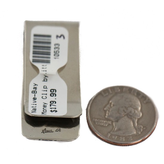 Navajo Handmade Certified Authentic .925 Sterling Silver Natural Turquoise Native American Nickel Money Clip 10533-3 Navajo Handmade Certified Authentic .925 Sterling Silver Natural Turquoise Native American Nickel Money Clip 10533-3