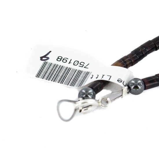 Certified Authentic Navajo .925 Sterling Silver Natural Agate Smoky Quartz Hematite Native American Necklace 750198-9 Certified Authentic Navajo .925 Sterling Silver Natural Agate Smoky Quartz Hematite Native American Necklace 750198-9