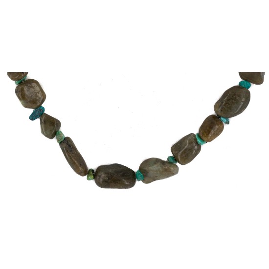 Certified Authentic Navajo .925 Sterling Silver Natural Turquoise Agate Native American Necklace 750199-7 Certified Authentic Navajo .925 Sterling Silver Natural Turquoise Agate Native American Necklace 750199-7