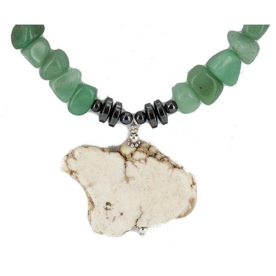 Certified Authentic Navajo .925 Sterling Silver Natural Jade Turquoise Hematite Native American Necklace  750199-2