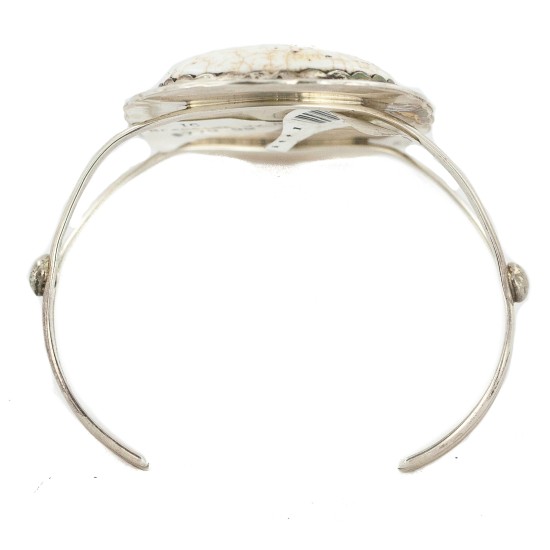 Handmade Certified Authentic Navajo .925 Sterling Silver White Buffalo Native American Bracelet 12661-101 Handmade Certified Authentic Navajo .925 Sterling Silver White Buffalo Native American Bracelet 12661-101