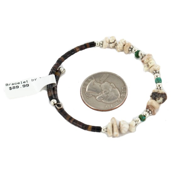 Certified Authentic Navajo White Howlite Heishi Native American Adjustable Wrap Bracelet 13131-2 Certified Authentic Navajo White Howlite Heishi Native American Adjustable Wrap Bracelet 13131-2