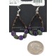 Certified Authentic .925 Sterling Silver Hooks Natural Turquoise Heishi Purple Quartz Hoop Native American Dangle Earrings 18215