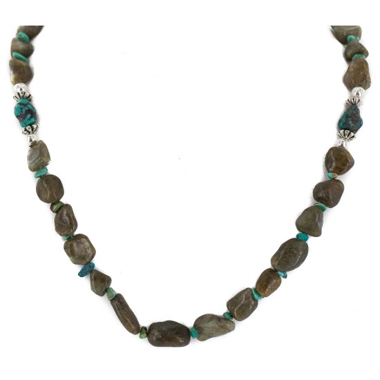 Certified Authentic Navajo .925 Sterling Silver Natural Turquoise Agate Native American Necklace 750199-7 Certified Authentic Navajo .925 Sterling Silver Natural Turquoise Agate Native American Necklace 750199-7