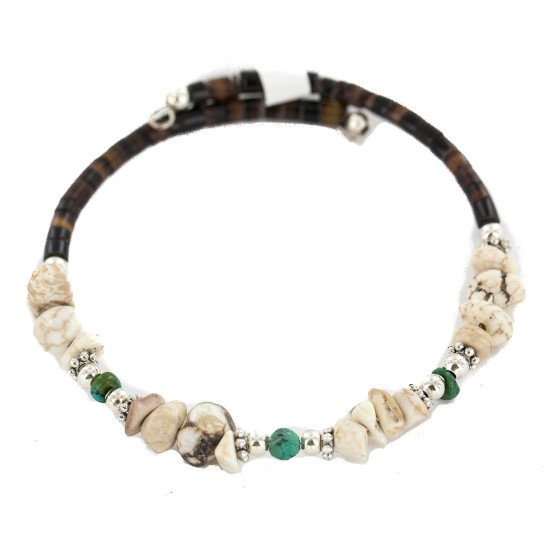 Certified Authentic Navajo White Howlite Heishi Native American Adjustable Wrap Bracelet 13131-2 Certified Authentic Navajo White Howlite Heishi Native American Adjustable Wrap Bracelet 13131-2