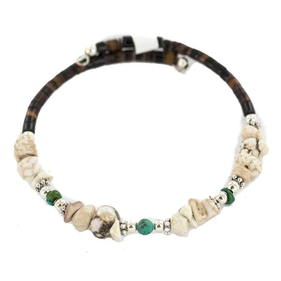Certified Authentic Navajo White Howlite Heishi Native American Adjustable Wrap Bracelet 13131-2 Certified Authentic Navajo White Howlite Heishi Native American Adjustable Wrap Bracelet 13131-2