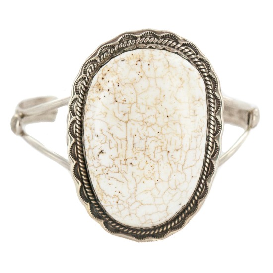 Handmade Certified Authentic Navajo .925 Sterling Silver White Buffalo Native American Bracelet 12661-101 Handmade Certified Authentic Navajo .925 Sterling Silver White Buffalo Native American Bracelet 12661-101