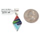 Navajo Rhombus Certified Authentic .925 Sterling Silver Natural Multicolor Real Handmade Native American Inlaid Pendant 24490-3