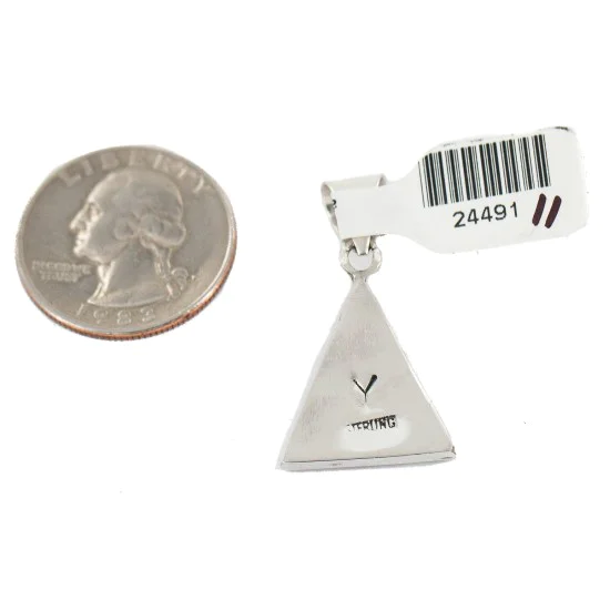 Navajo Certified Authentic Triangle .925 Sterling Silver Natural Multicolor Real Handmade Native American Inlaid Pendant 24491-11 Navajo Certified Authentic Triangle .925 Sterling Silver Natural Multicolor Real Handmade Native American Inlaid Pendant 24491-11