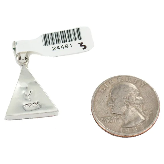 Certified Authentic Triangle Navajo .925 Sterling Silver Natural Multicolor Real Handmade Native American Inlaid Pendant 24491-3 Certified Authentic Triangle Navajo .925 Sterling Silver Natural Multicolor Real Handmade Native American Inlaid Pendant 24491-3