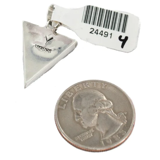 Navajo Triangle Certified Authentic .925 Sterling Silver Natural Multicolor Real Handmade Native American Inlaid Pendant 24491-4 Navajo Triangle Certified Authentic .925 Sterling Silver Natural Multicolor Real Handmade Native American Inlaid Pendant 24491-4