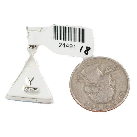 Triangle .925 Sterling Silver Certified Authentic Navajo Natural Multicolor Real Handmade Native American Inlaid Pendant 24491-18 Triangle .925 Sterling Silver Certified Authentic Navajo Natural Multicolor Real Handmade Native American Inlaid Pendant 24491-18