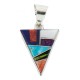 Navajo .925 Sterling Silver Certified Authentic Natural Multicolor Triangle Real Handmade Native American Inlaid Pendant 24491-9