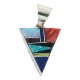 Navajo .925 Sterling Silver Triangle Certified Authentic Natural Multicolor Real Handmade Native American Inlaid Pendant 24491-1