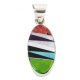 Navajo Certified Authentic Oval .925 Sterling Silver Natural Multicolor Real Handmade Native American Inlaid Pendant 24490-14