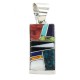 Navajo Certified Authentic Rectangle .925 Sterling Silver Natural Multicolor Real Handmade Native American Inlaid Pendant 24490-10 Navajo Certified Authentic Rectangle .925 Sterling Silver Natural Multicolor Real Handmade Native American Inlaid Pendant 24490-10