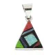 Navajo Certified Authentic Triangle .925 Sterling Silver Natural Multicolor Real Handmade Native American Inlaid Pendant 24491-11 Navajo Certified Authentic Triangle .925 Sterling Silver Natural Multicolor Real Handmade Native American Inlaid Pendant 24491-11