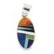 Navajo Oval Certified Authentic .925 Sterling Silver Natural Multicolor Real Handmade Native American Inlaid Pendant 24490-2 Navajo Oval Certified Authentic .925 Sterling Silver Natural Multicolor Real Handmade Native American Inlaid Pendant 24490-2
