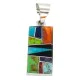 Navajo Rectangle Certified Authentic .925 Sterling Silver Natural Multicolor Real Handmade Native American Inlaid Pendant 24490-17 Navajo Rectangle Certified Authentic .925 Sterling Silver Natural Multicolor Real Handmade Native American Inlaid Pendant 24490-17