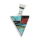 Navajo Triangle .925 Sterling Silver Certified Authentic Natural Multicolor Real Handmade Native American Inlaid Pendant 24491-13